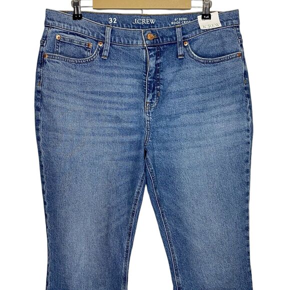 NWT J Crew Jeans Women 32 Blue 9" Demi Boot Crop Raw Hem Denim High Rise BP584 - Picture 4 of 16